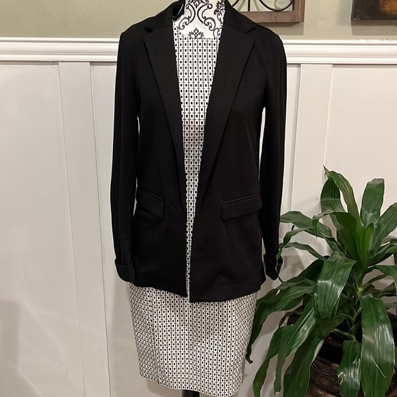 Calvin Klein midi dress square print ivory black sz 4 small medium - Picture 5 of 5